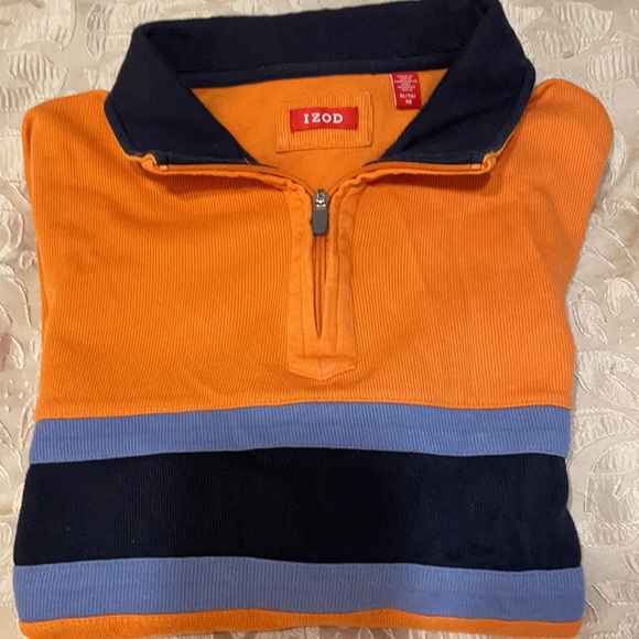 IZOD Men’s Pullover 1/3 Zip Orange Sweatshirt XL - Picture 7 of 8
